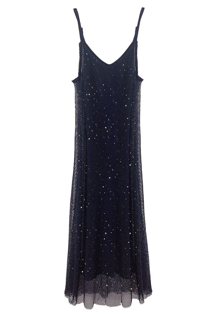 Baacal The Crystal Stone Mesh Dress- Midnight Blue