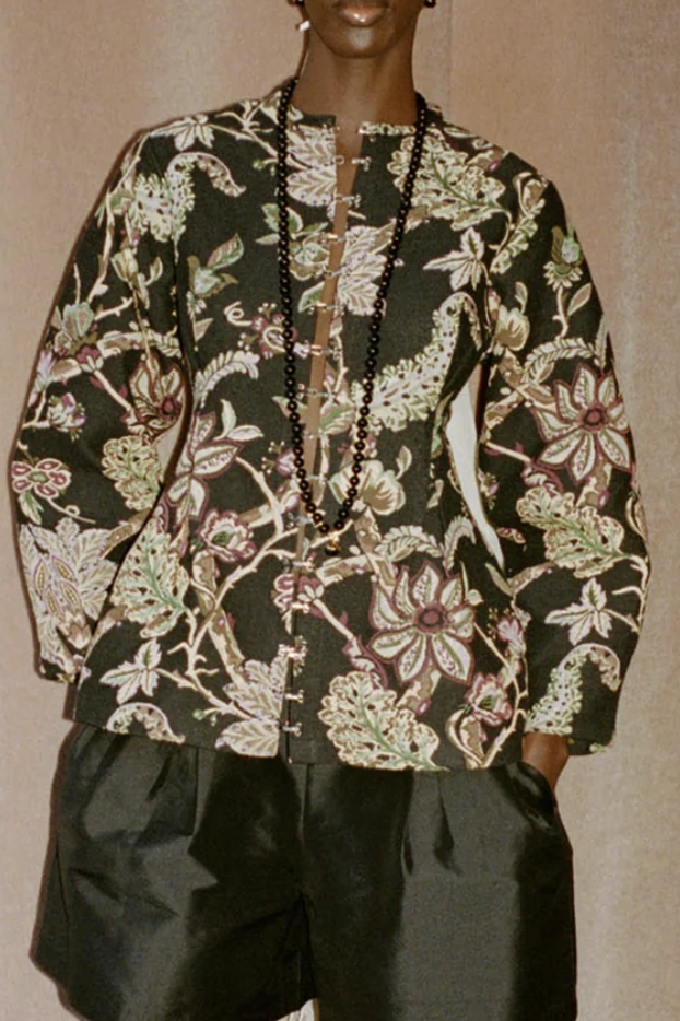 Chan Luu, Pinch Waist Cardigan Black Jacquard