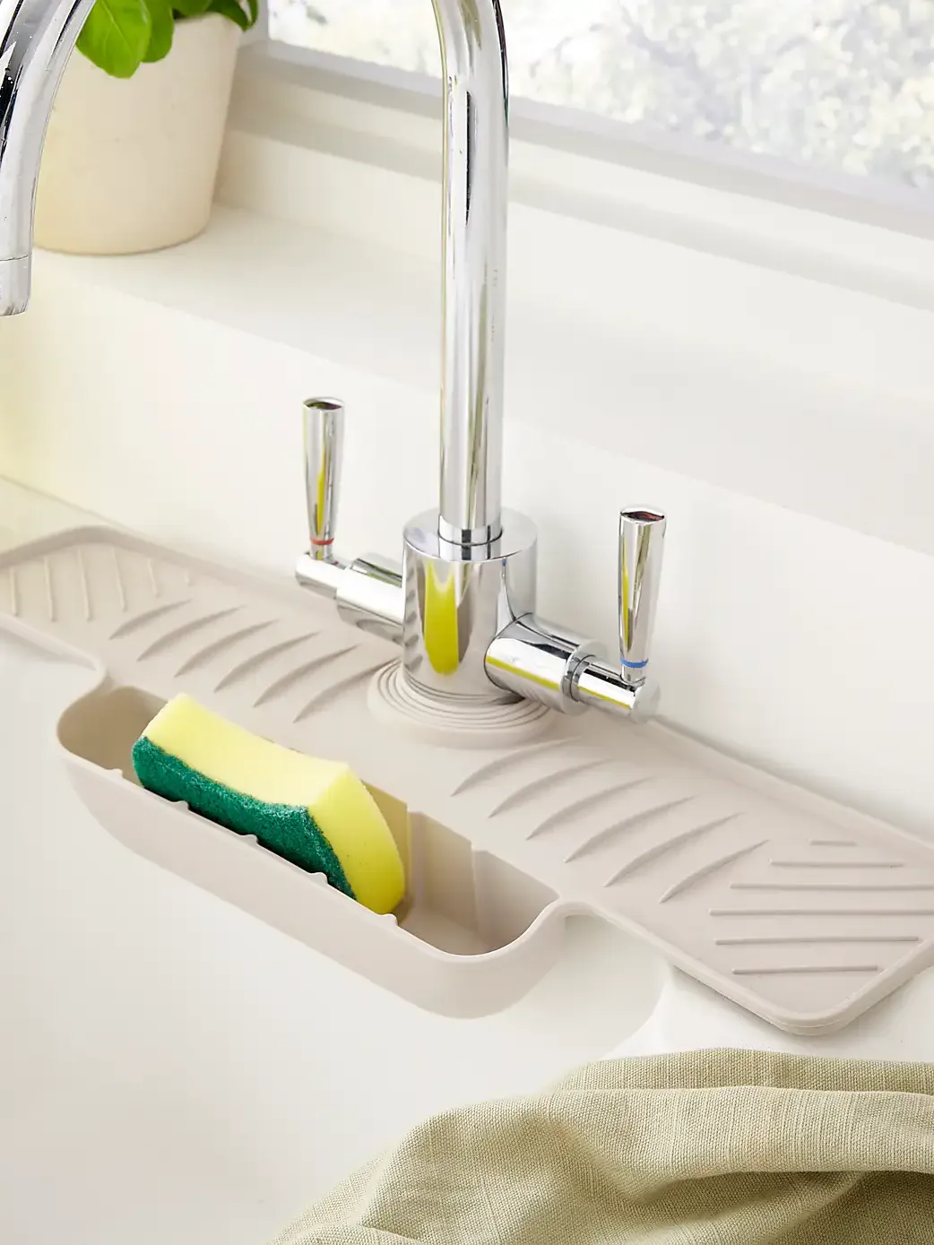 Dunelm, Around Kitchen Tap Trivet With Sponge Storage