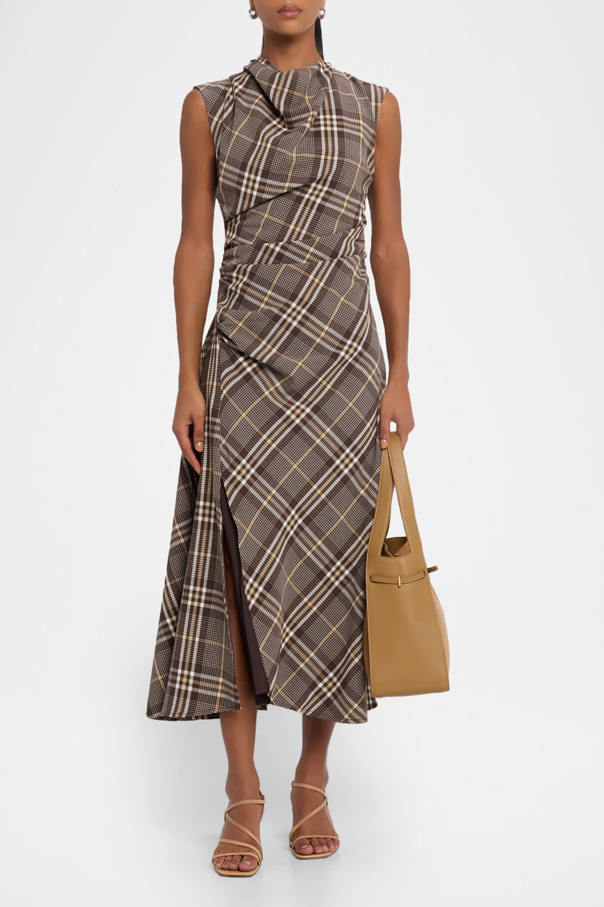 Simkhai, Burke Draped Plaid Midi Dress
