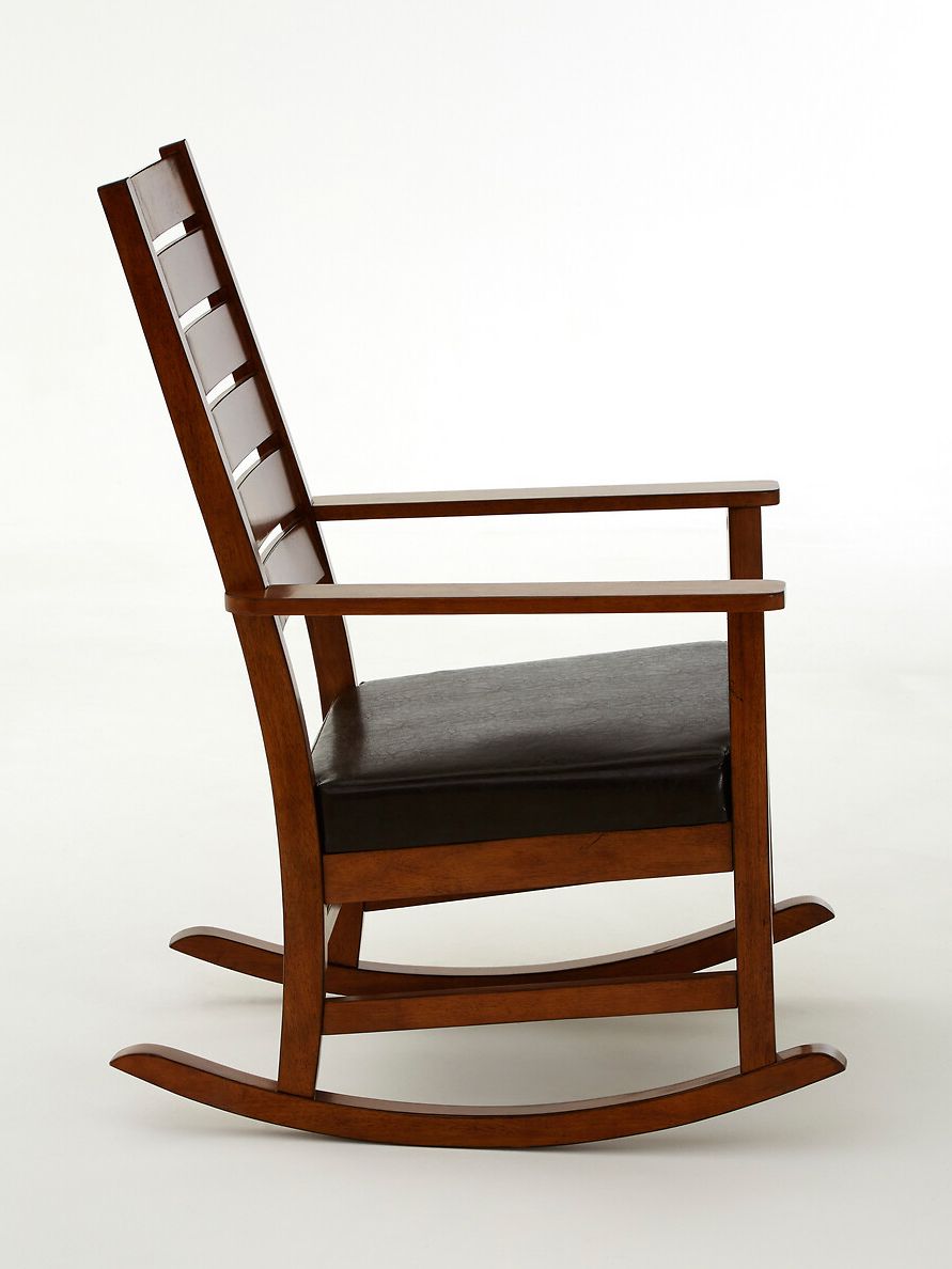 Brackstone Hevea Wood and Leather Rocking Chair