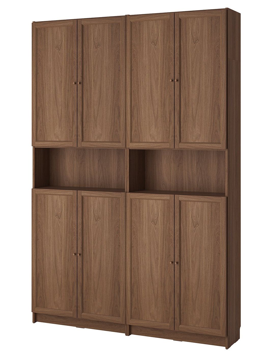 Billy / Oxberg Bookcase W Height Extension Ut/drs - Brown Walnut Effect 160x30x237 Cm