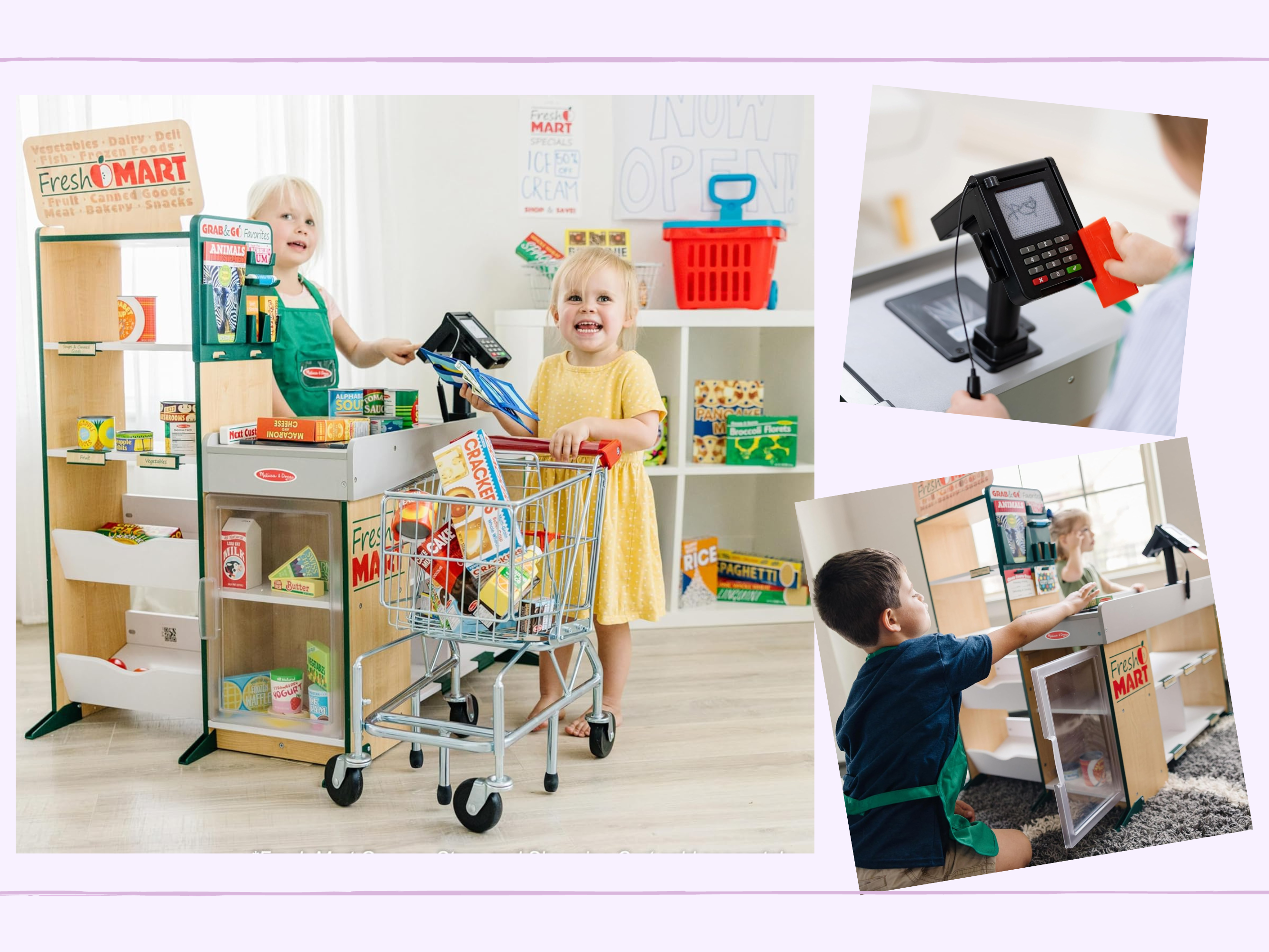 Vending Machine Wooden Play Grocery Store Toy Shopping Cart