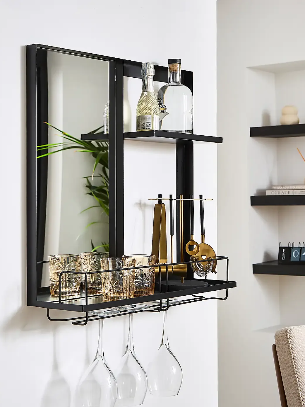 Rectangle Cocktail Bar Shelves With Mirror