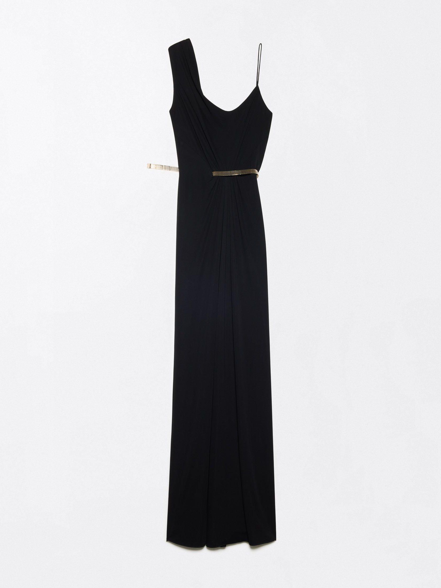 Crepe Jersey Asymmetric Draped Evening Dress