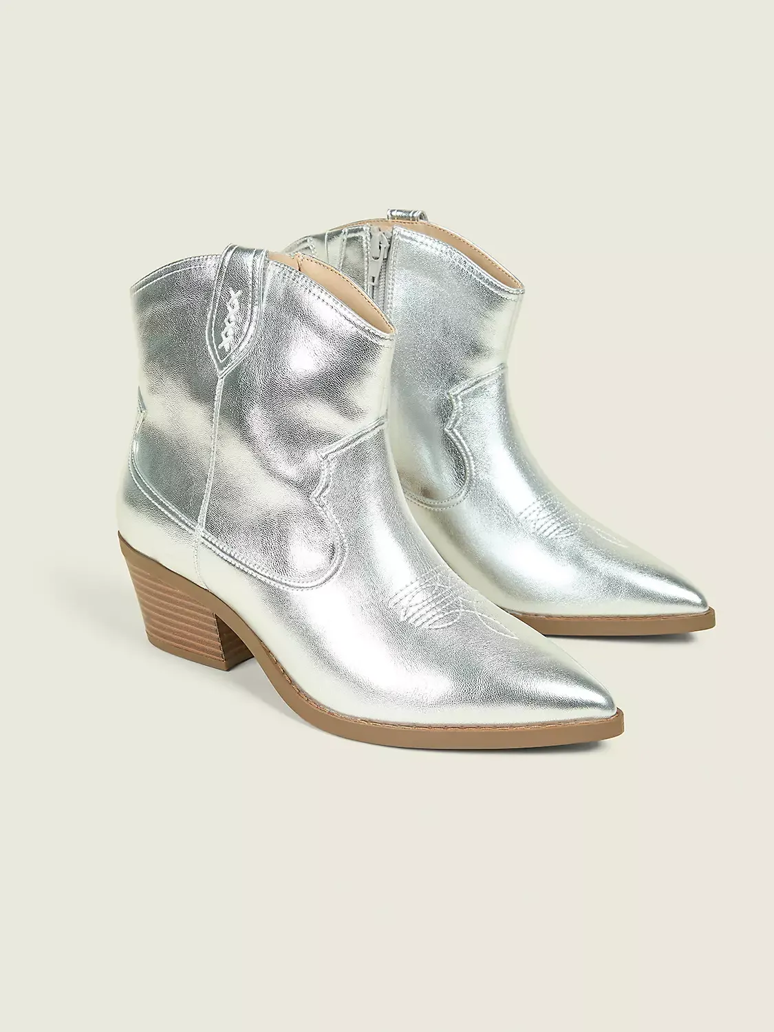 Lane Bryant, Dream Cloud Shimmery Foiled Western Ankle Bootie
