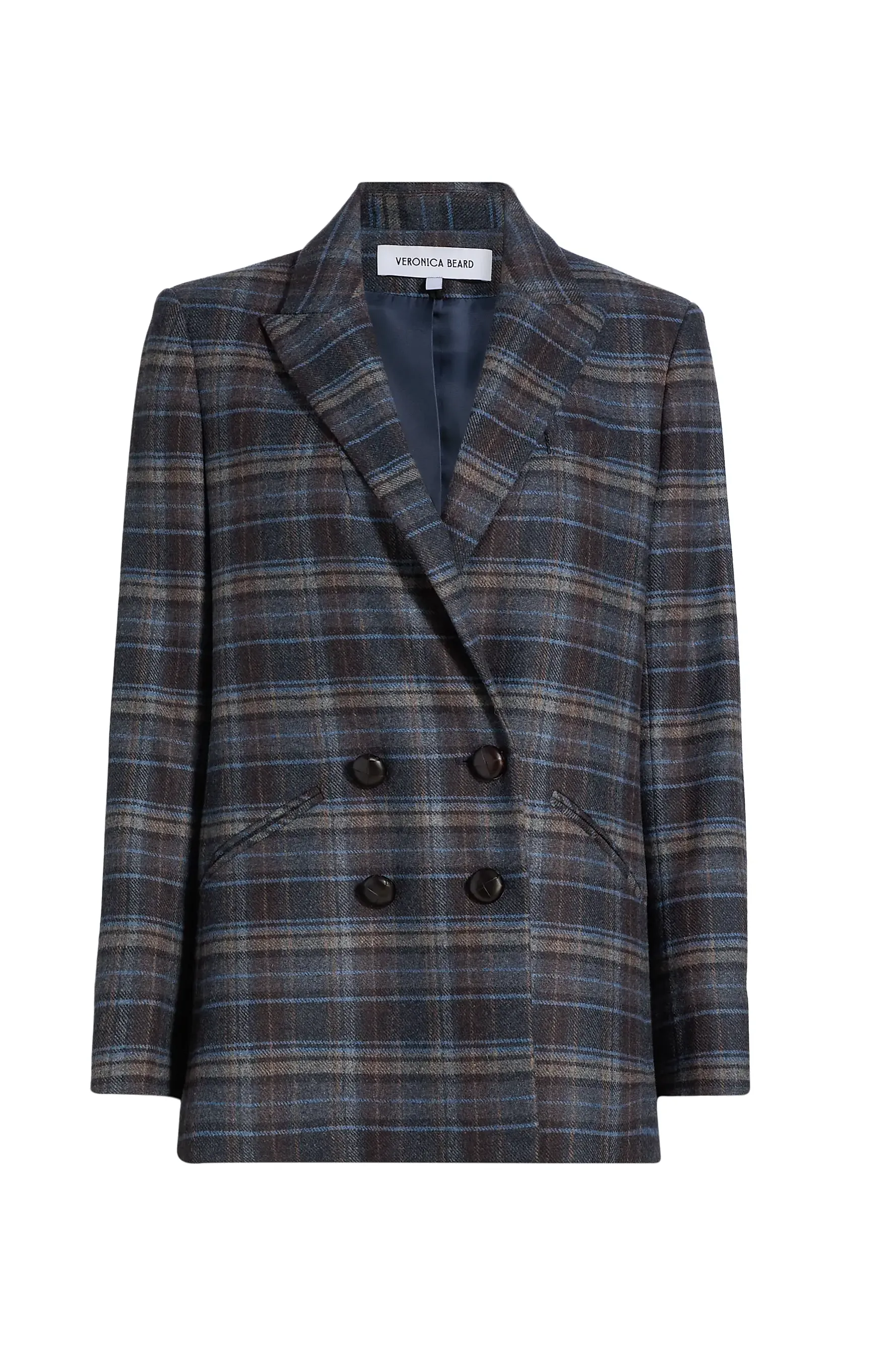 Oria Plaid Wool-Blend Double-Breasted Dickey Jacket