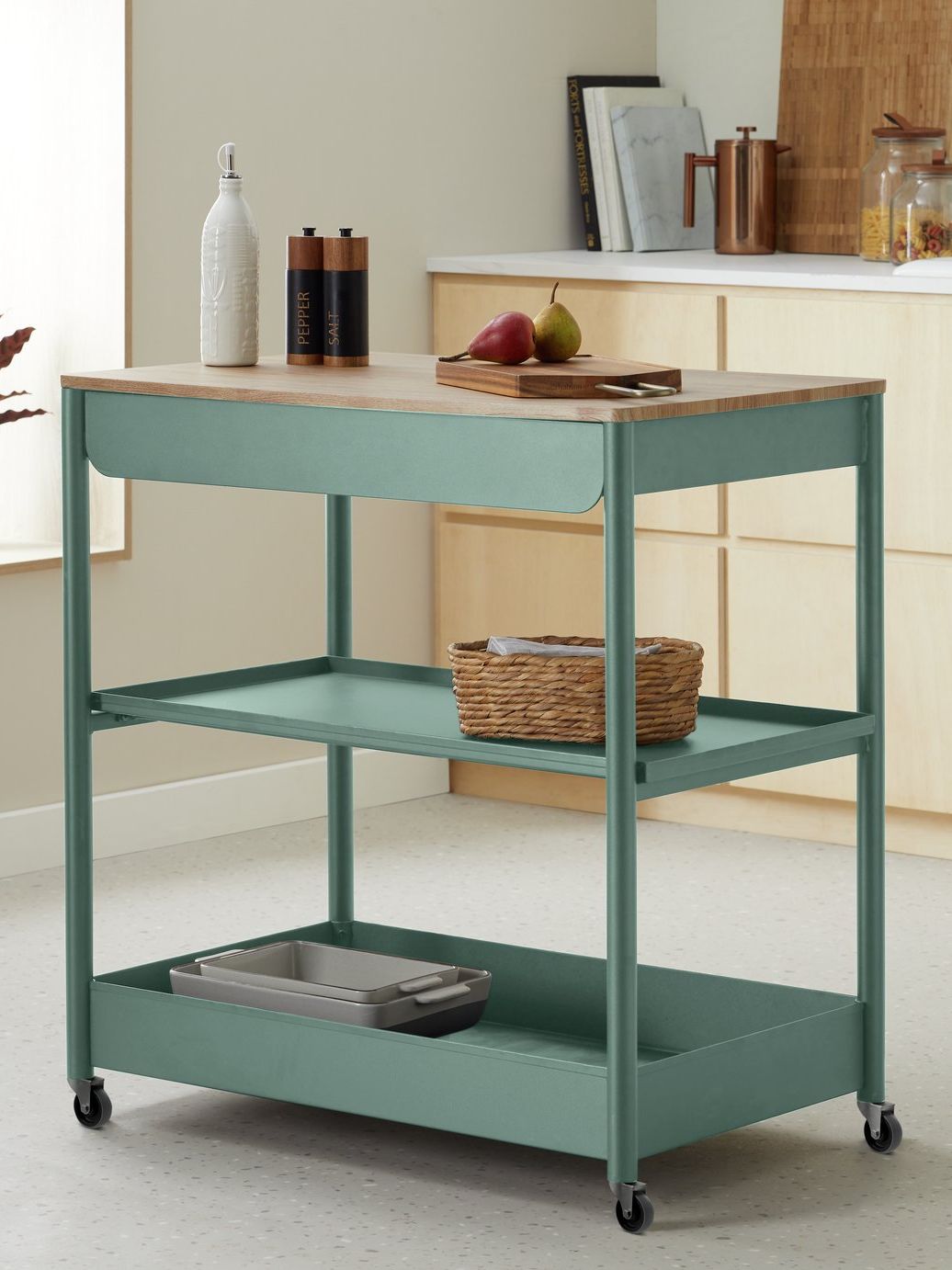 Habitat Kaylo Metal Kitchen Trolley - Duck Egg Blue
