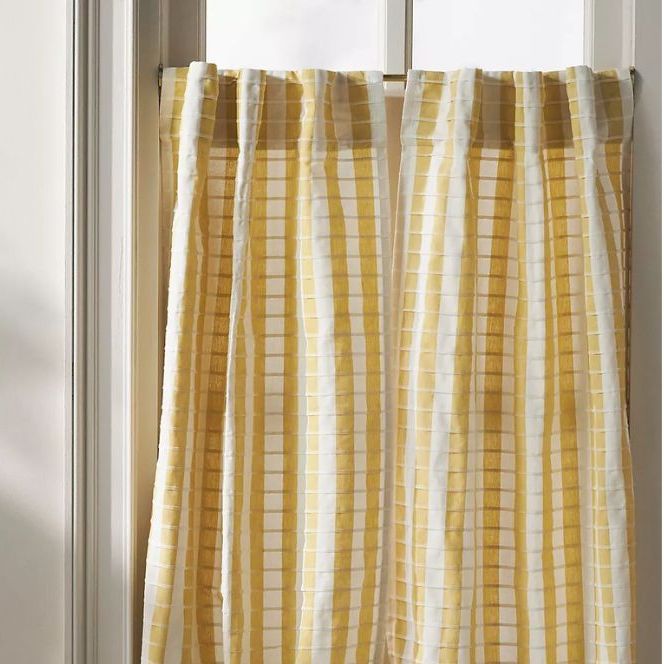 Cotton Woven Stripe Caf&amp;eacute; Curtains