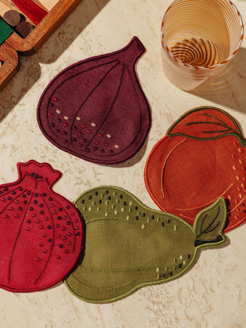 Fruit Linen Cocktail Napkins, Set of 4