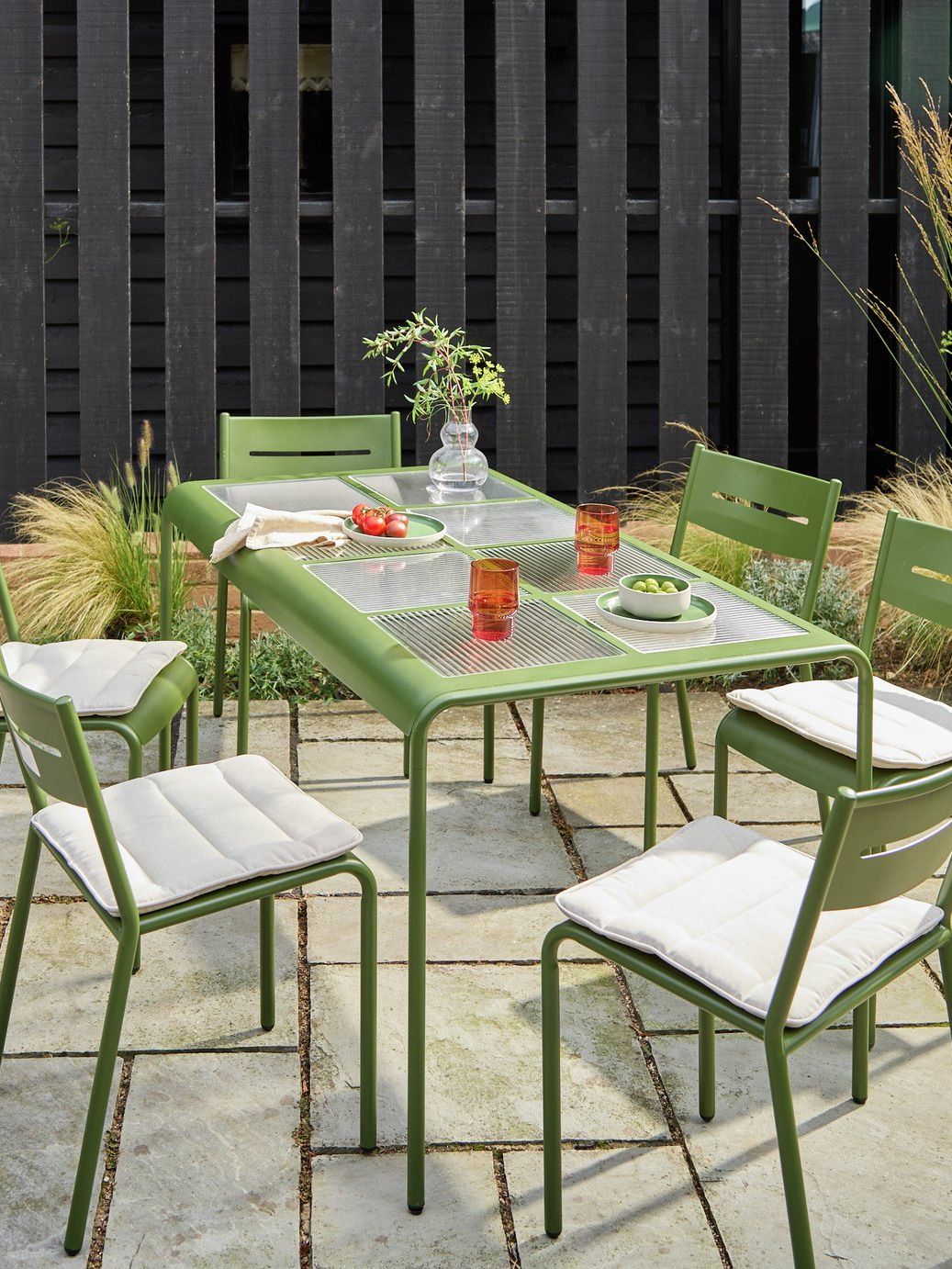 Habitat Scandi 6 Seater Metal Patio Set - Green