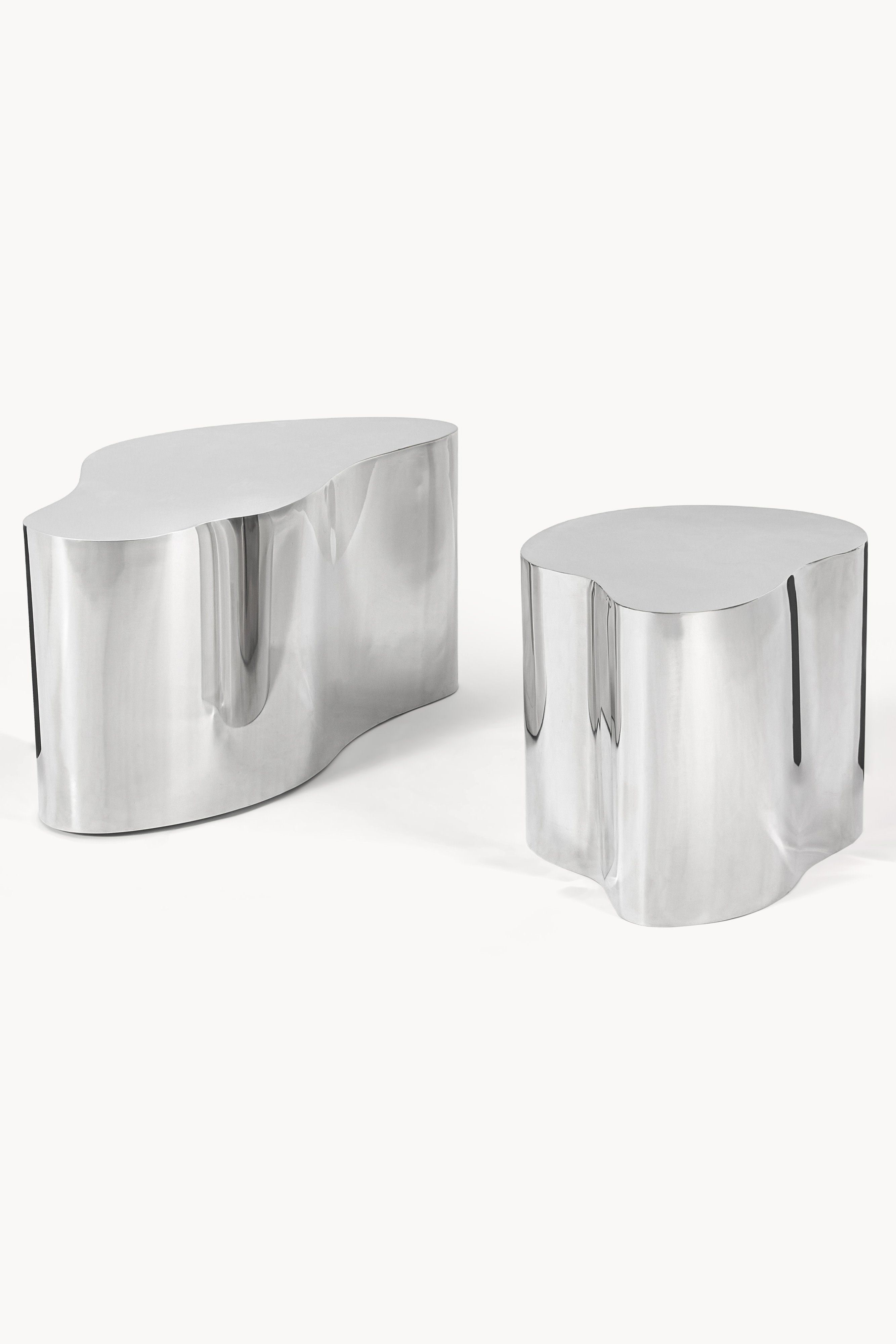 Metal Side Tables Dale in Organic Shape, Set of 2