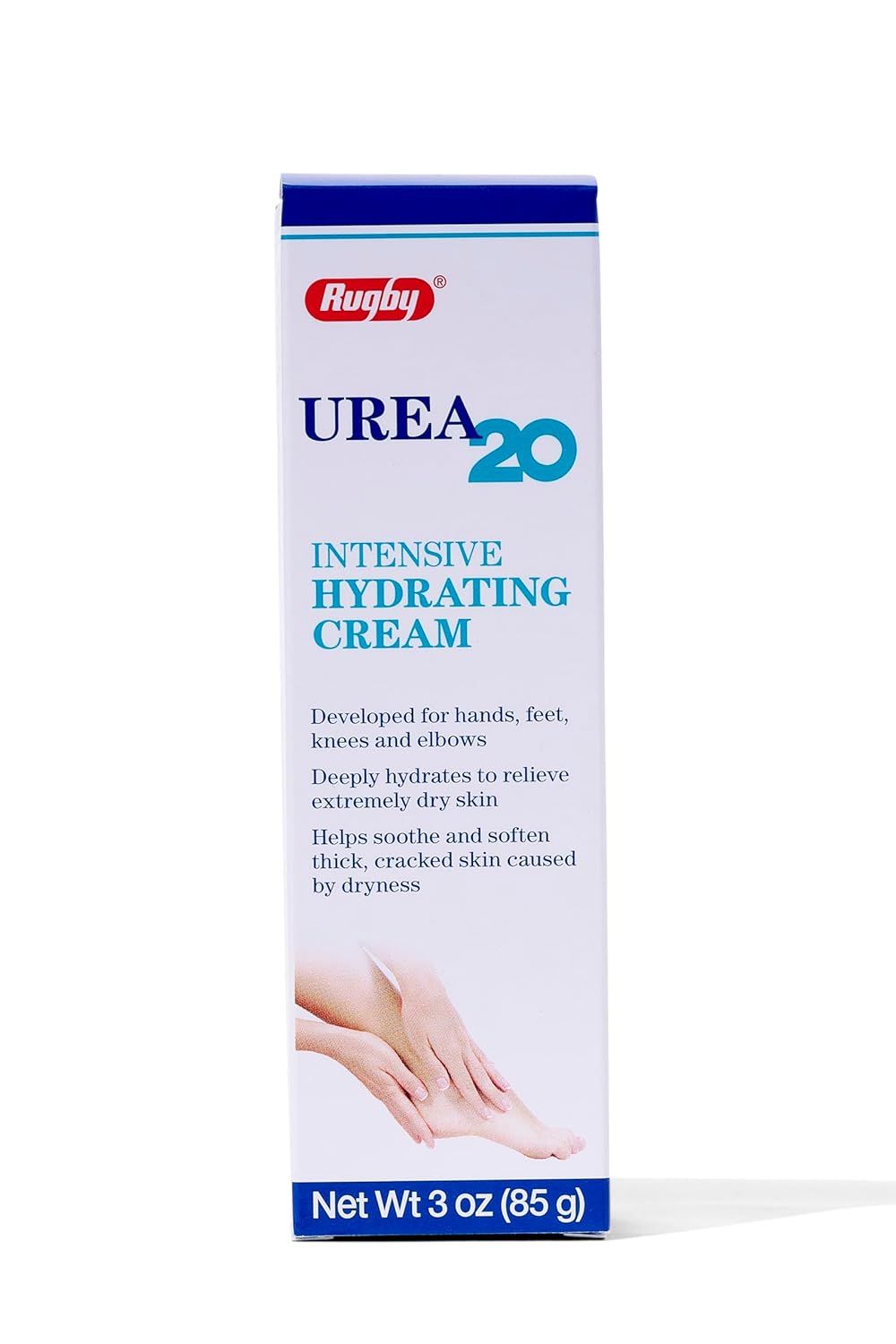 Rugby Urea 20% Intensive Hydrating Cream - Urea Cream for Feet, Hands, Knees, and Elbows - 20% Urea Intensive Strength Cream - 3 Oz