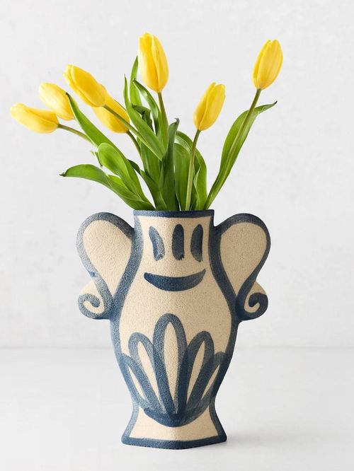 Trompe-L'oeil Floral N2 Krater Stoneware Vase