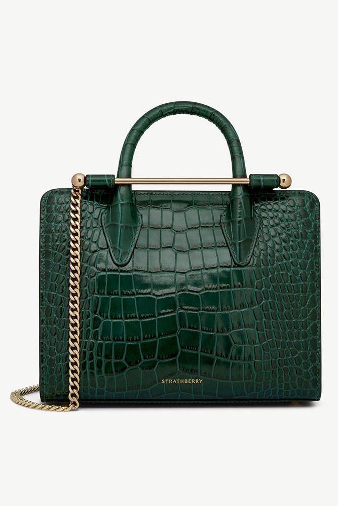 Mini Tote - Croc-Embossed Bottle Green