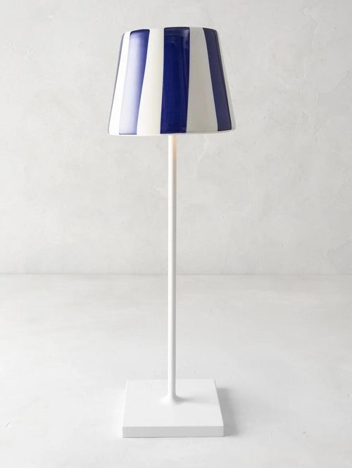 Navy Blue Striped Removable Ceramic Lamp Shade