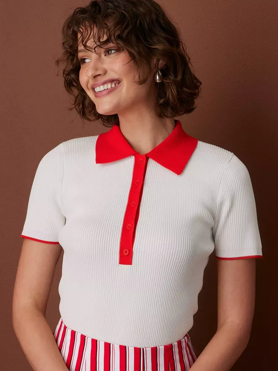 Women's Short Sleeve Polo Sweater - Rosie Assoulin X Target White Xs
