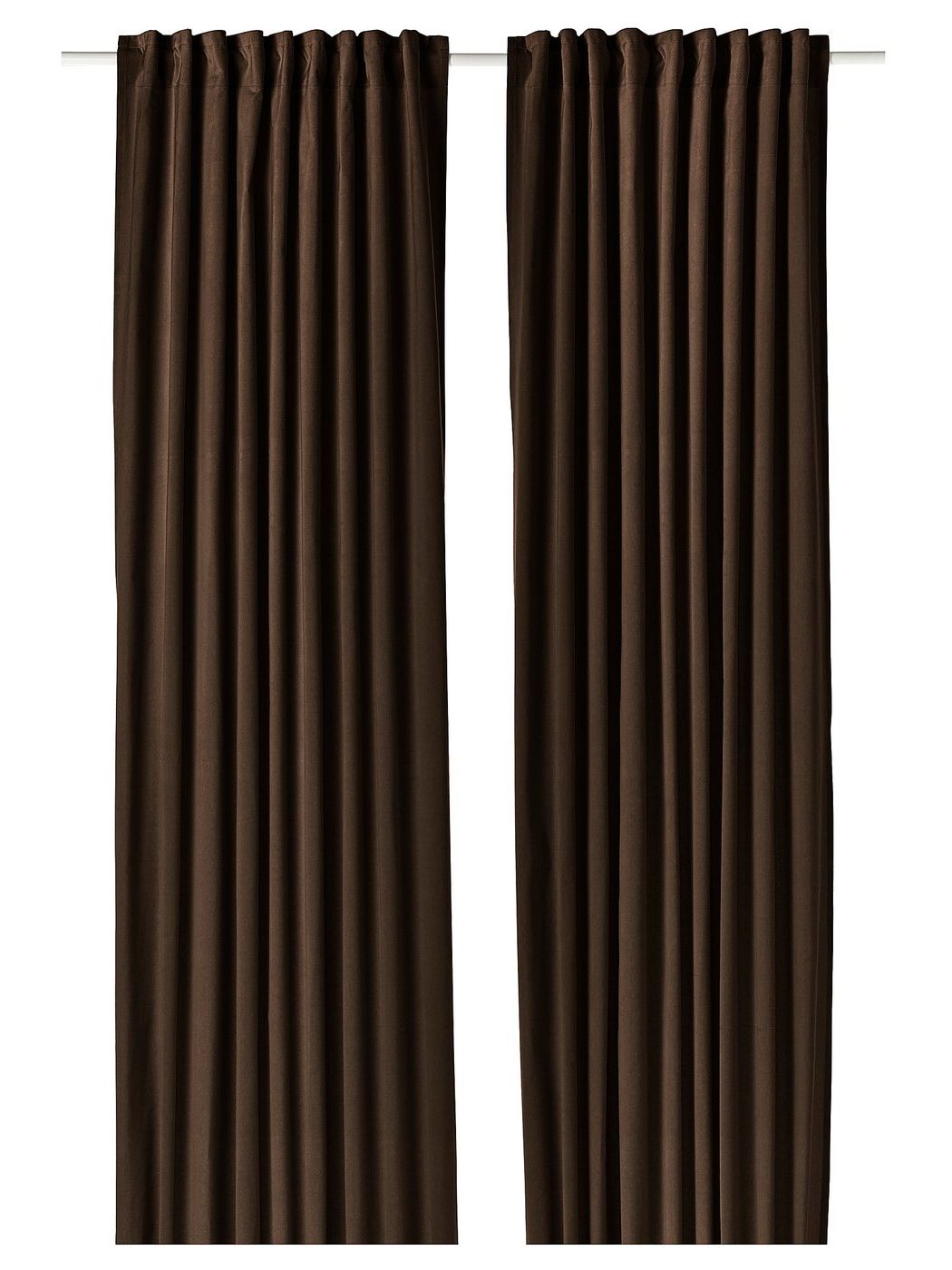 Sanela Curtains, 1 Pair - Dark Brown/with Heading Tape 140x250 Cm