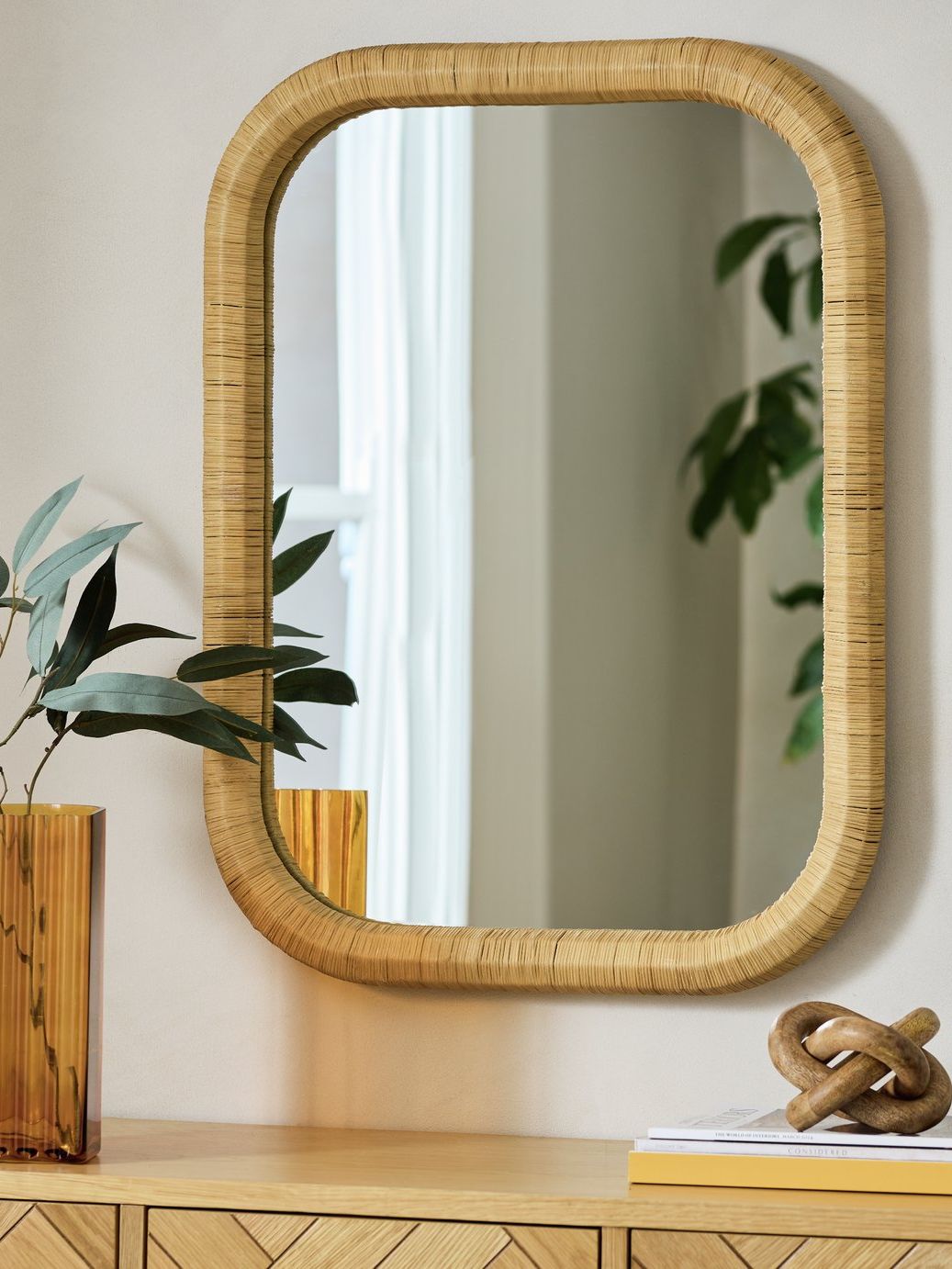 Habitat Rattan Wall Mirror - 80x60cm