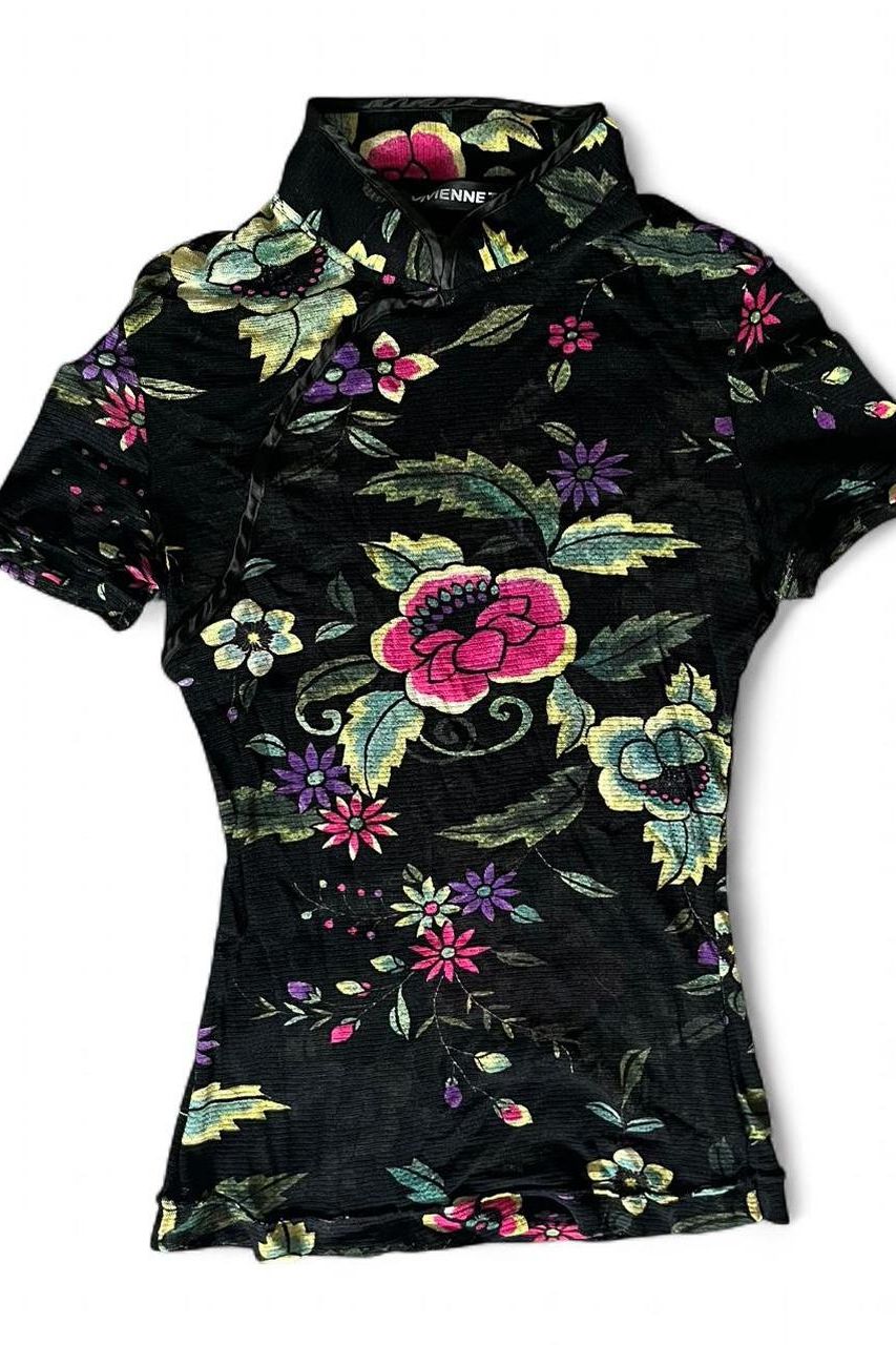 Vivienne Tam &amp;bull; Rare 90s Stretch Mesh Asian Floral...