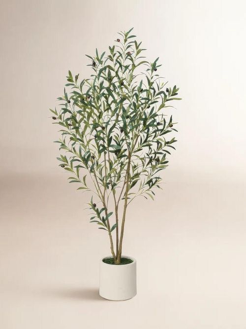 George Artificial Olive Tree in Round Planter