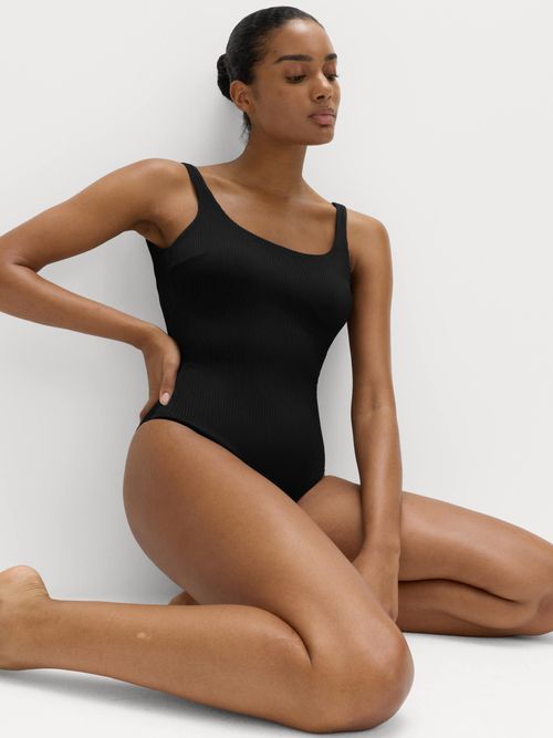 Ribbed Textured Scoop Neck Swimsuit