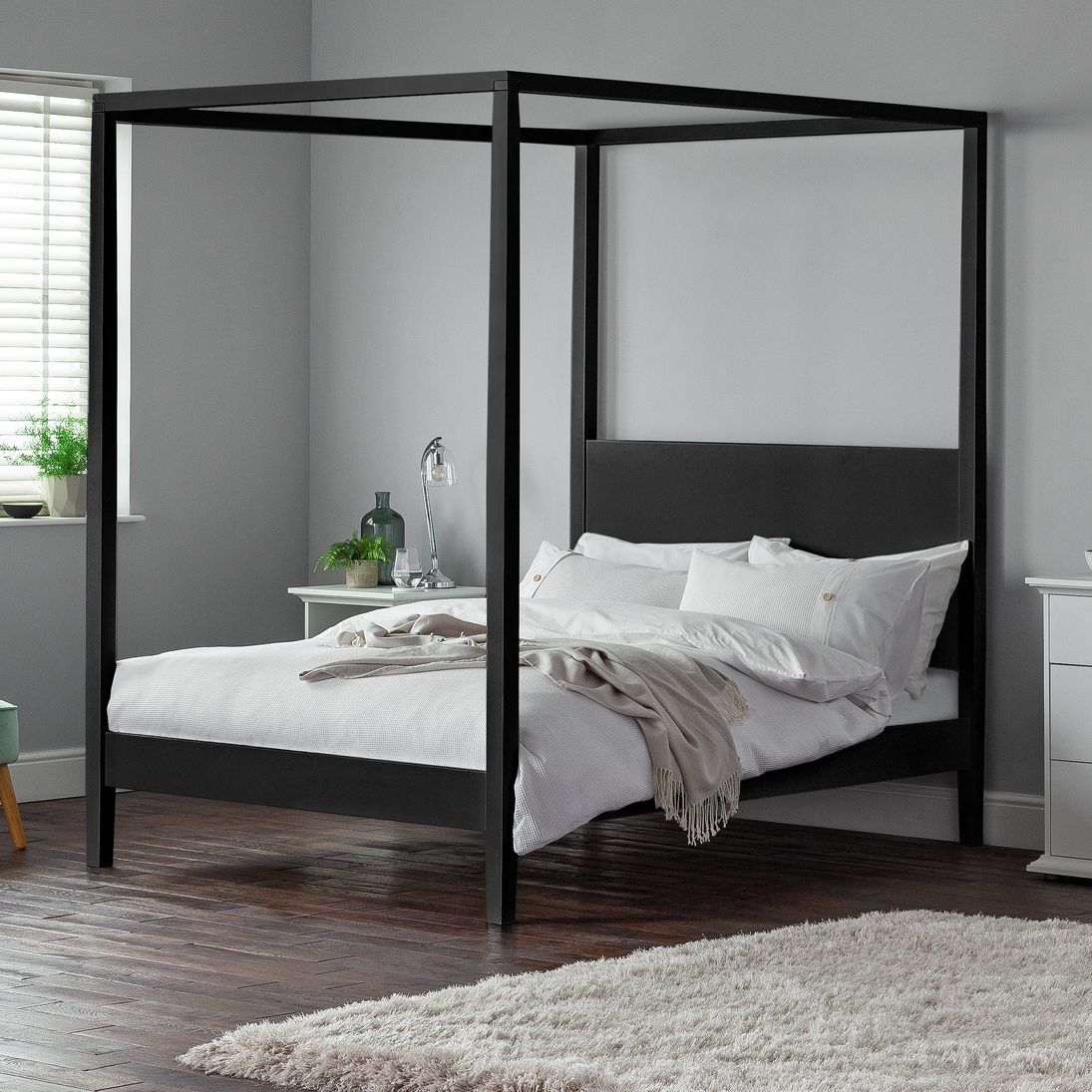 Habitat Blissford Four Poster Double Wooden Bed Frame -Black