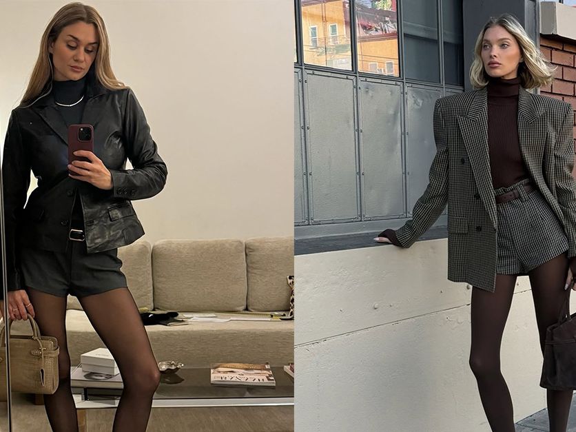 how to wear dress shorts with tights Stylish Shorts and Tights Outfit Ideas for Fall Transition