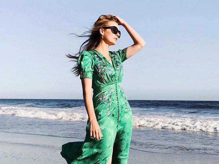 asos long green dress ASOS DESIGN Bare Shoulder Prom Scuba Midi Dress In Forest Green main image 0