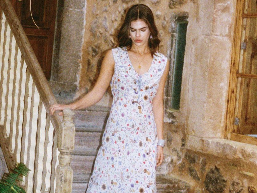 green emerald velvet dress Neroni White Floral Embroidered Linen Dress  Ciao Lucia