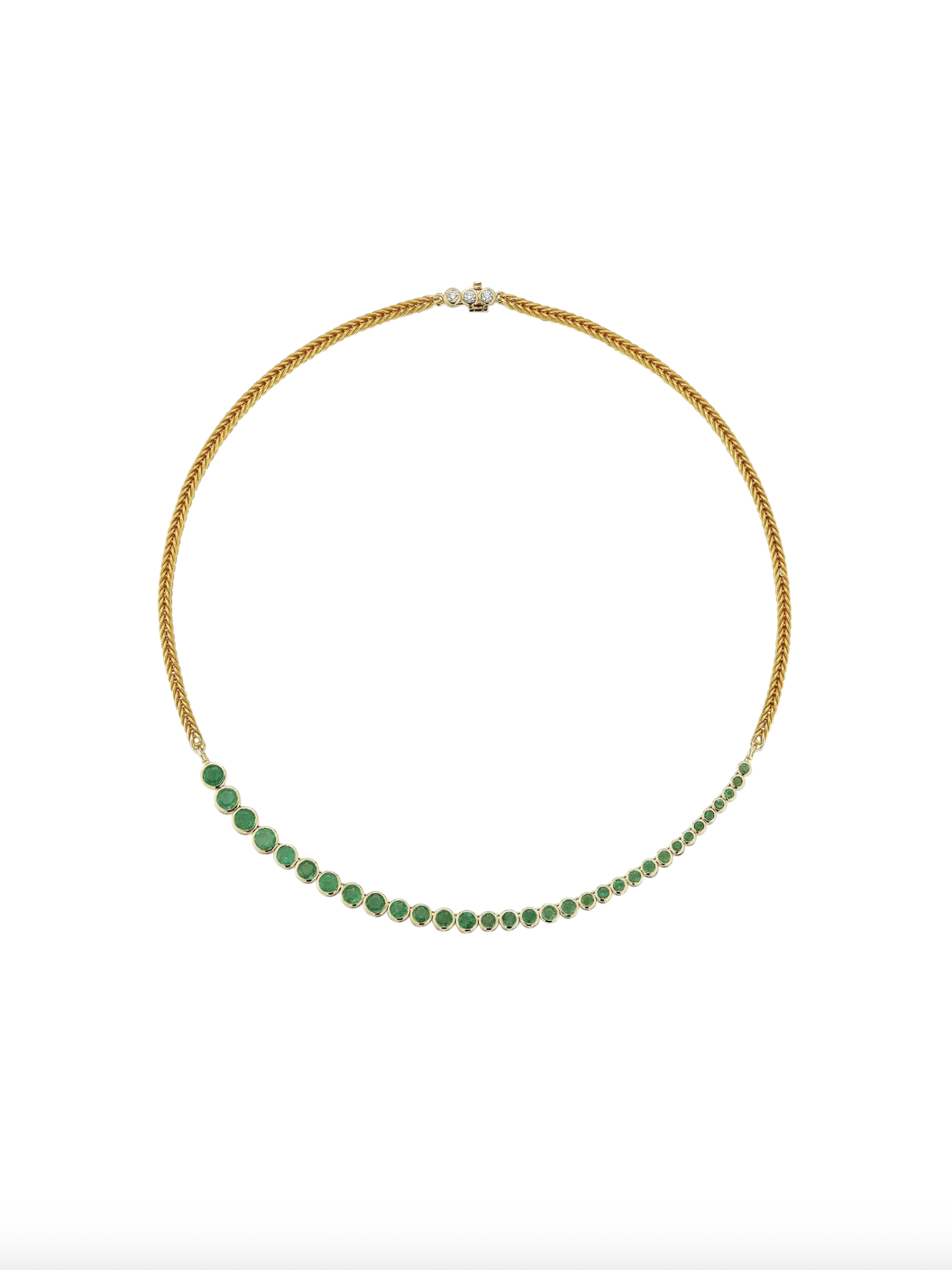 RENNA, Asymmetrical Emerald Bubble Necklace