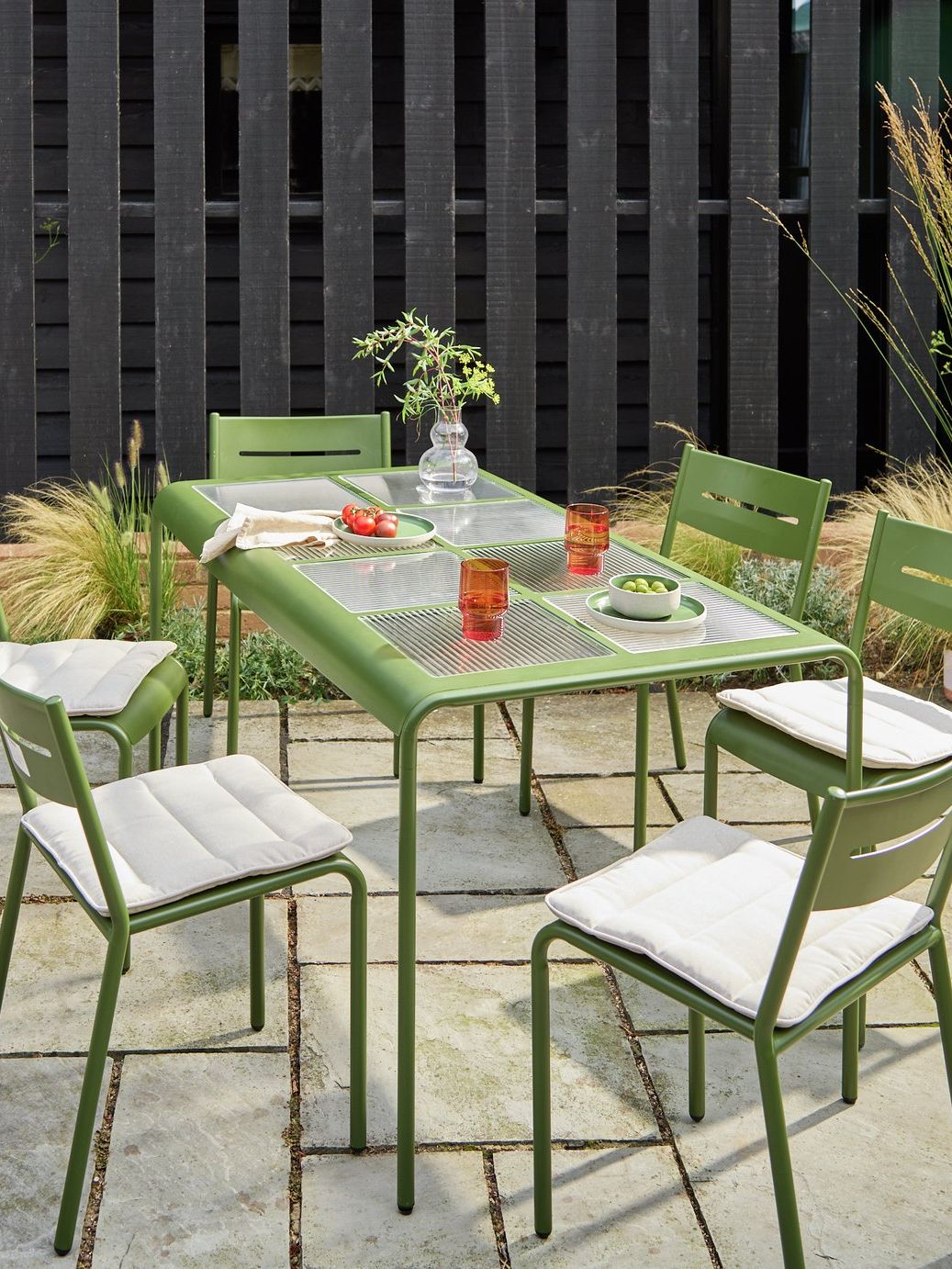 Habitat Scandi 6 Seater Metal Patio Set - Green