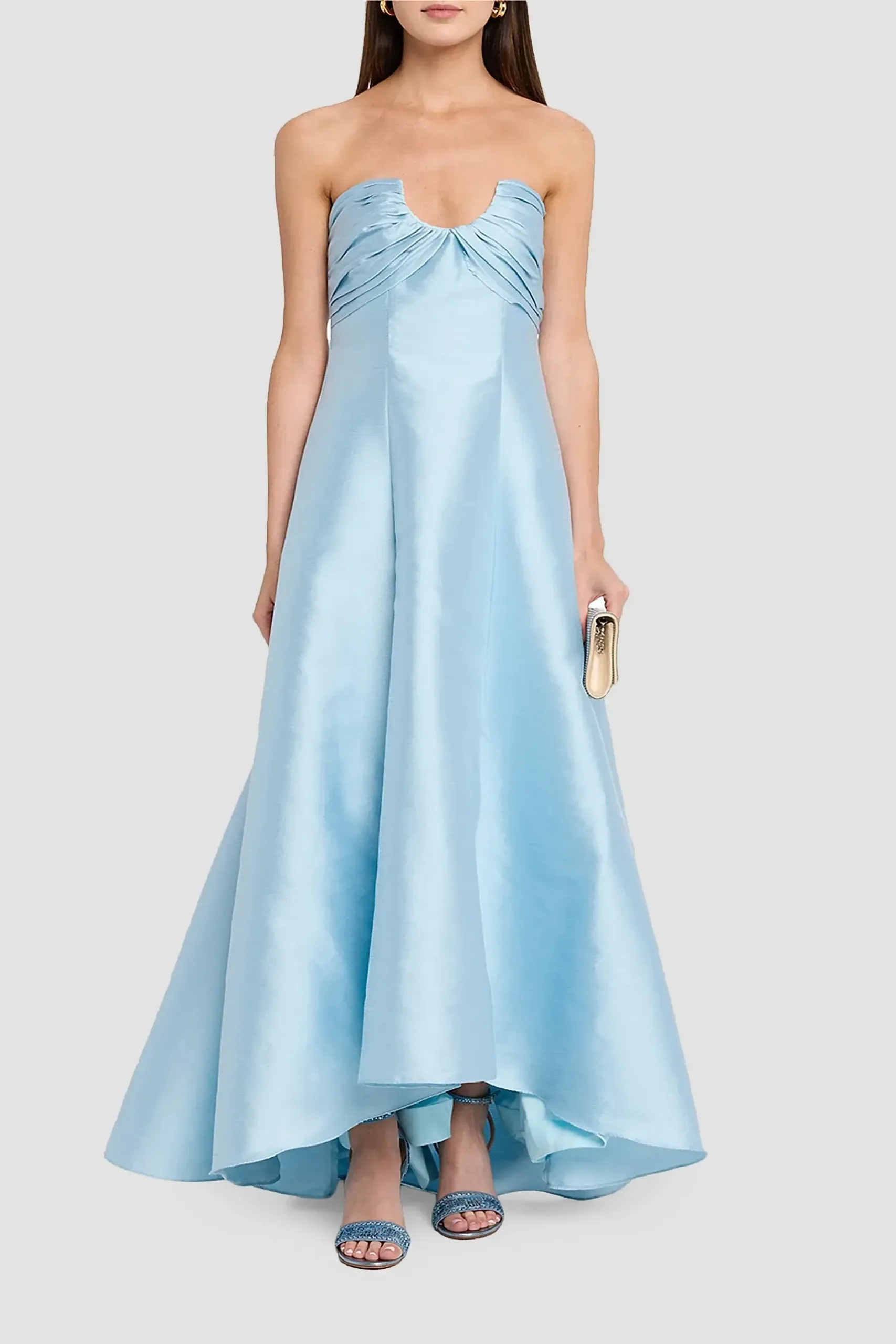 Pebble Gazar Strapless Gown