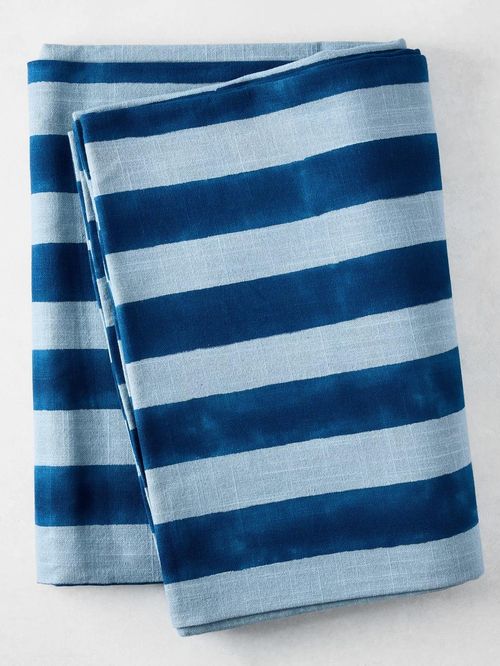 Blue Tonal Hampton Stripe Cotton Tablecloth