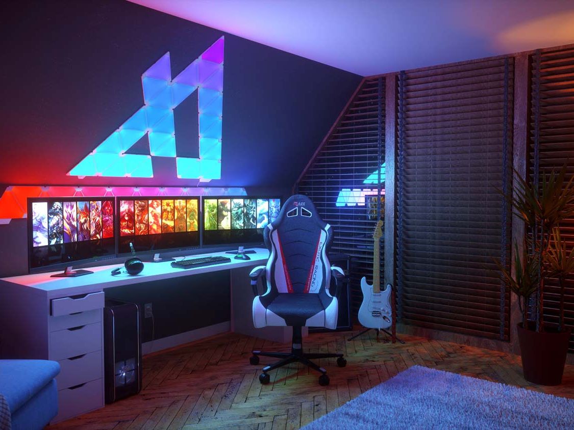 (新品) Nanoleaf AuroraSmarterKit Fixtureless smart panels illuminate with Lego-like construction