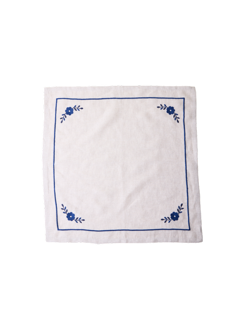 Blue Floral Embroidered Napkin Set