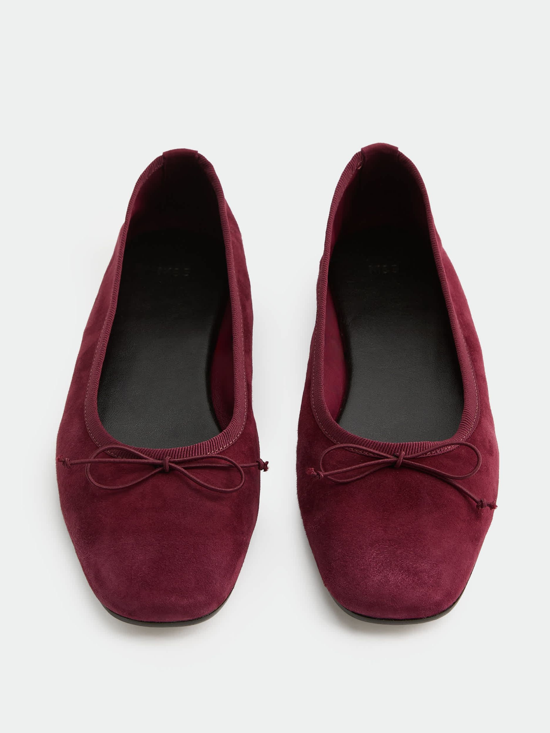 Suede Bow Flat Round Toe Ballet Pumps