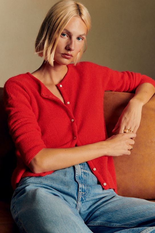 Gaspard Cardigan - Red - Super Kid Mohair - S&amp;eacute;zane