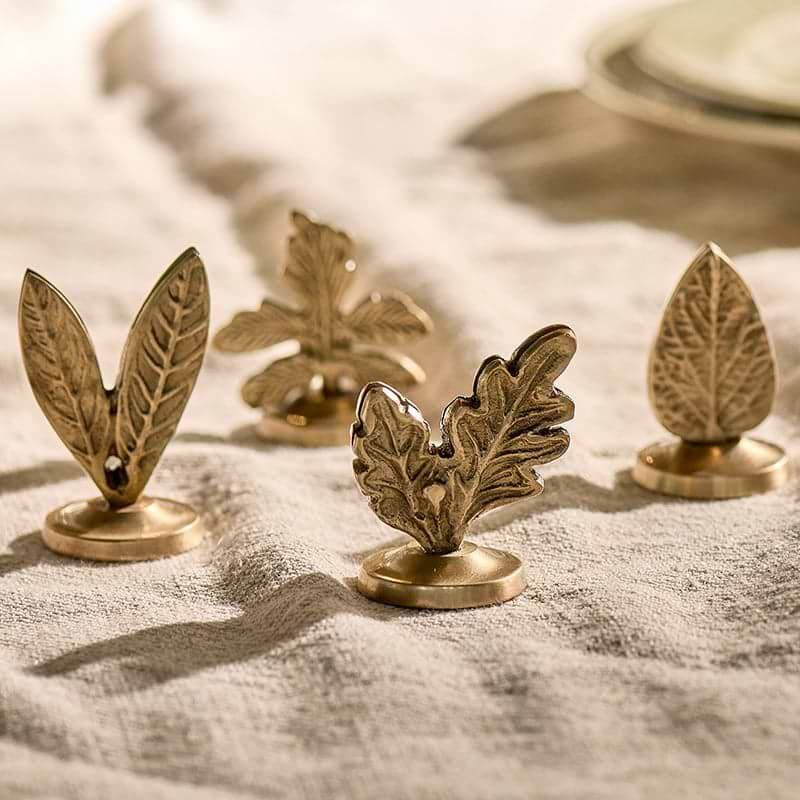 nkuku, Leaf Brass Place Card Holders (set of 4)