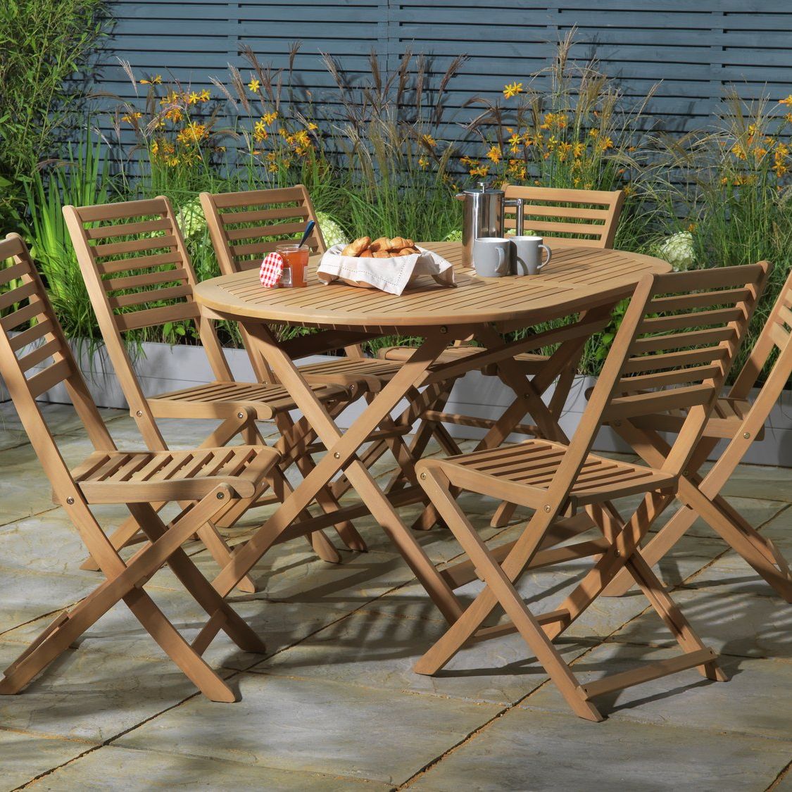 Argos Home Newbury 6 Seater Folding Wooden Patio Set