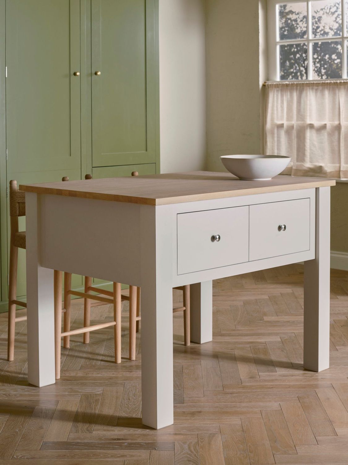 Charlecote Medium Kitchen Island With Oak Top, 120cm