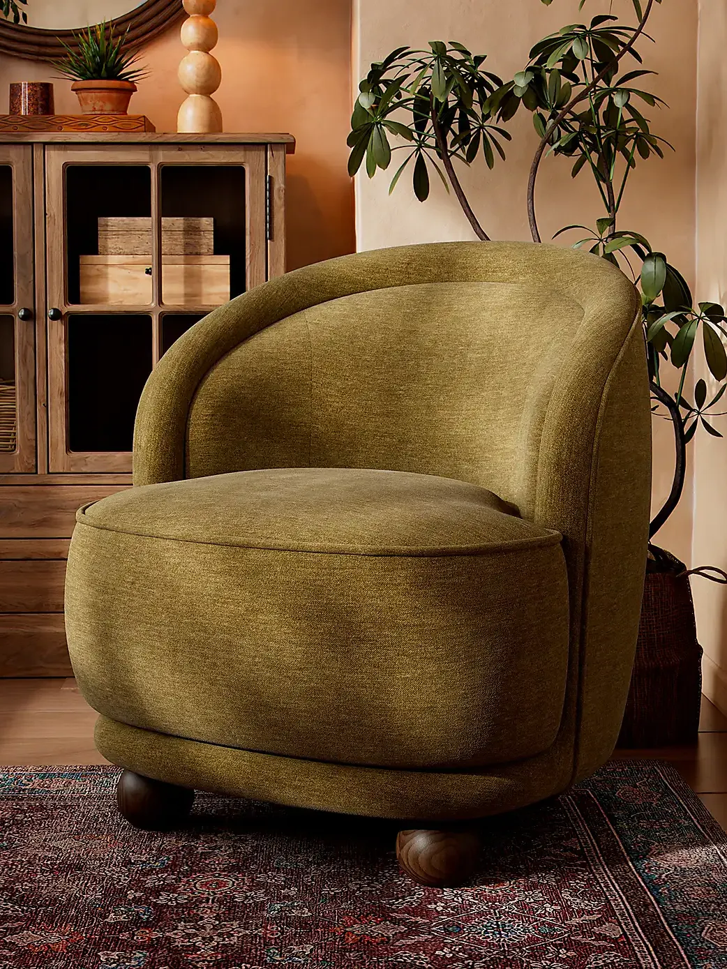 Dunelm, Amina Chenille Ball Foot Tub Chair