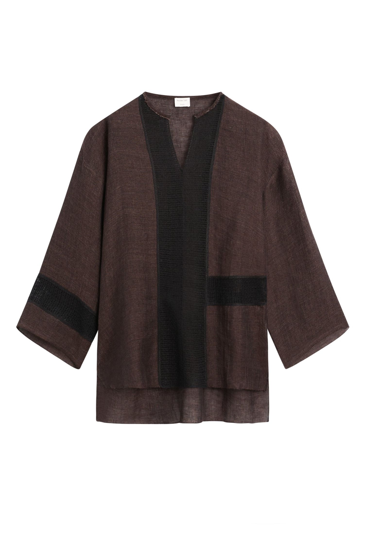 Flowing Oversize Linen Blend Blouse With Lace Trim