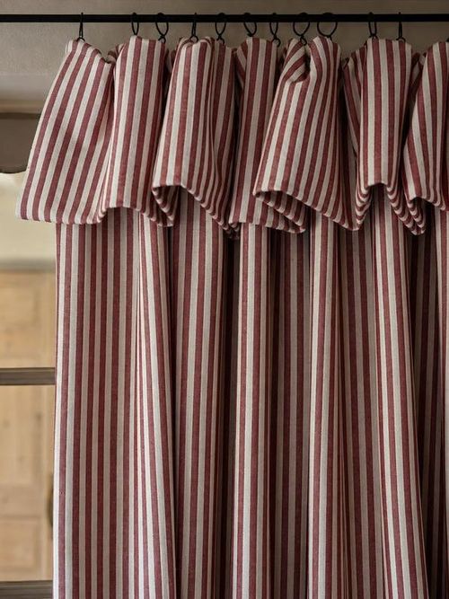 Burgundy Striped Blackout Curtains