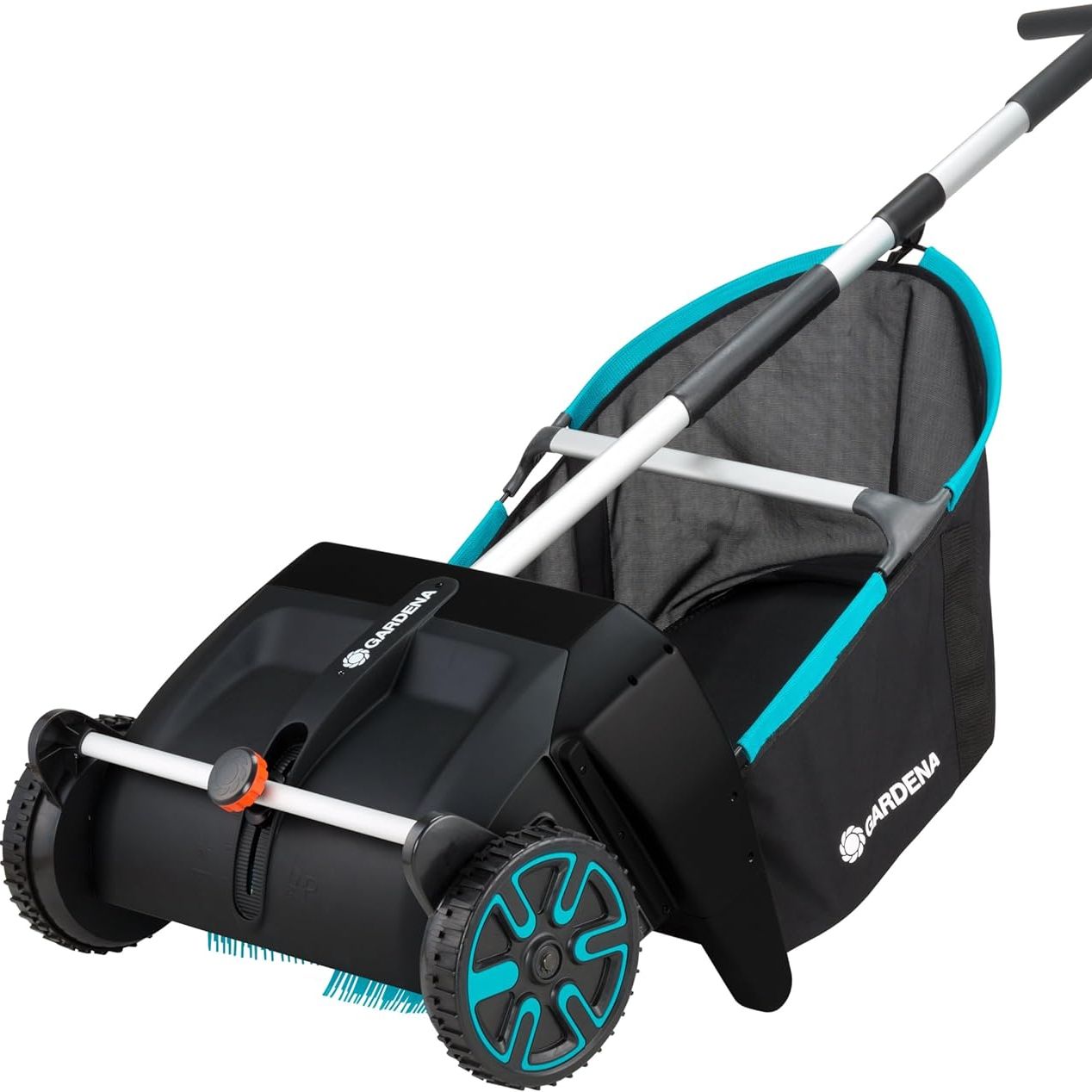 Gardena (03565) Lawn and Leaf Collector, Durable and Easy to Manuever Push Lawn and Leaf Sweeper With Large Capacity 3.2 Cu. Ft. Mesh Collection Hopper Bag, 5 Year Warranty