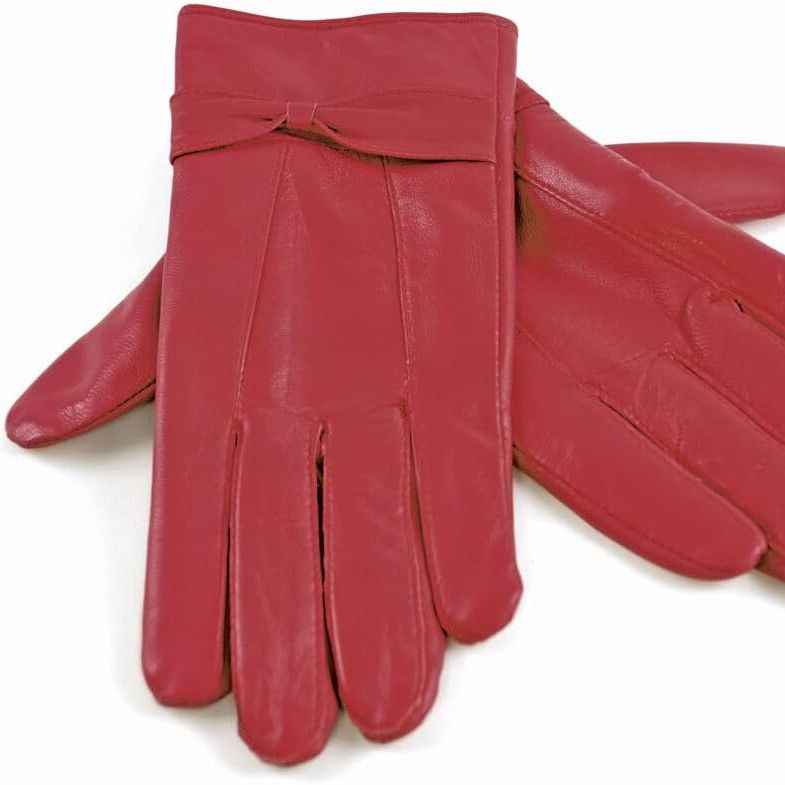 Ladies Winter Thermal Genuine Leather Gloves Women - Quick Dry Soft Fleece Lined Thermal Gloves Womens Perfect for Driving Glove's - Ideal Gifts for Women (red, Small/medium)