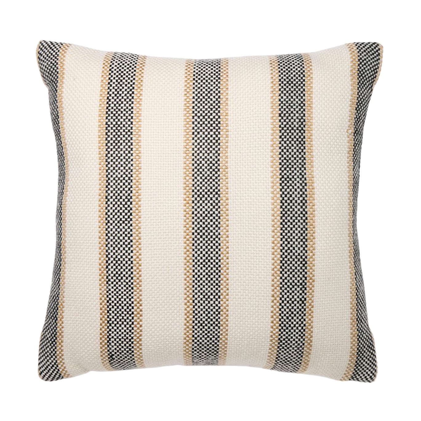 Grey and beige striped outdoor throw pillow