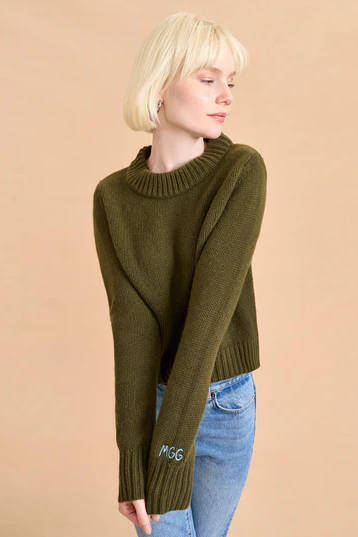 La Ligne, Solid Mini Marin Sweater Xxs in Olive Green