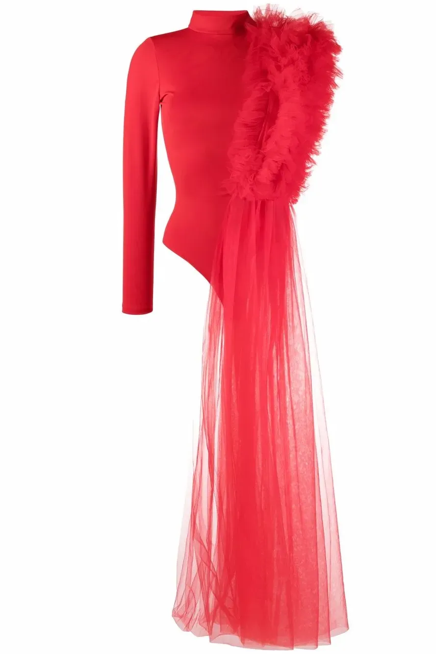 Alchemy X Lia Aram Tulle Ruffle Detail Bodysuit | Xxs