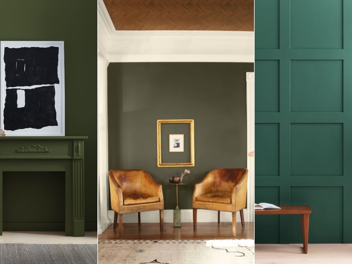 4 dark green paints from Benjamin Moore to use in small rooms